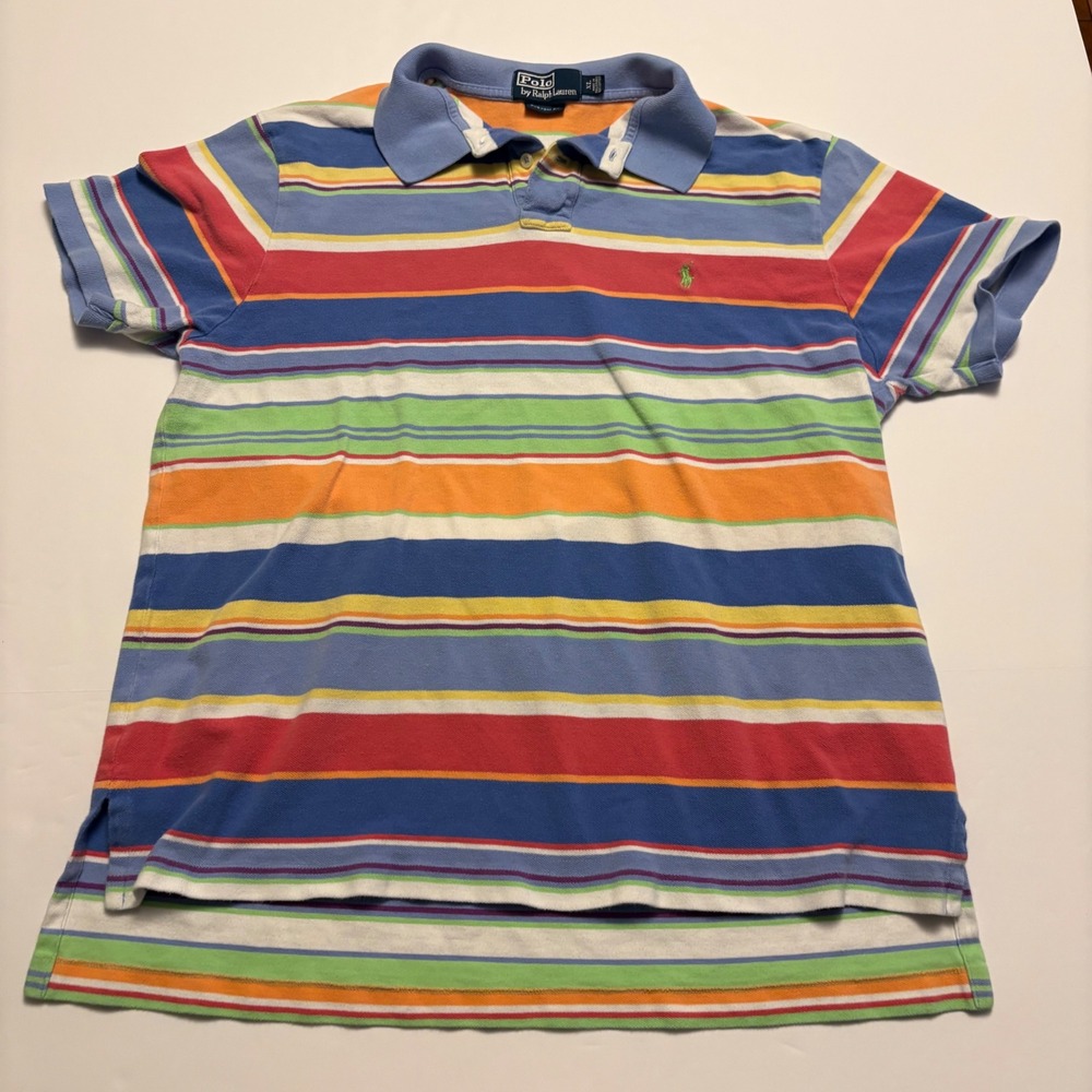 Polo Ralph Lauren Polo Shirt Mens XL Multi Color Striped Custom Fit Cotton